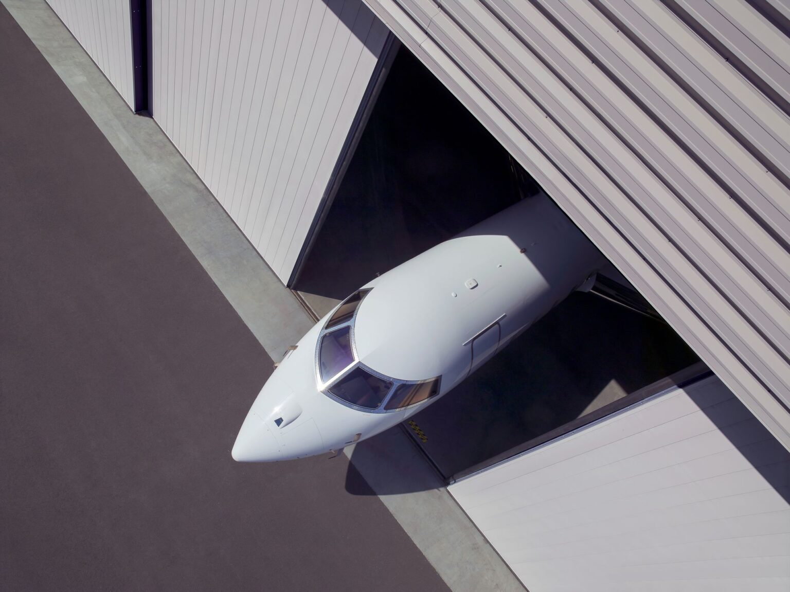 Private jet in garage